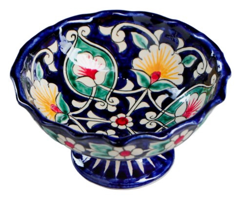 Конфетница «Риштанская керамика. Шафран» диаметр 13 см, «Цветы» - фото 1 - id-p226700437