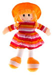Игрушка мягкая «Кукла» высота 30 см, в платье в полоску и шляпке