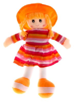 Игрушка мягкая «Кукла» высота 30 см, в платье в полоску и шляпке - фото 1 - id-p226700469