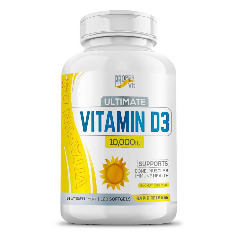 Витамин D3 10000 IU Proper Vit, 120 гель-капс. - фото 1 - id-p222636614