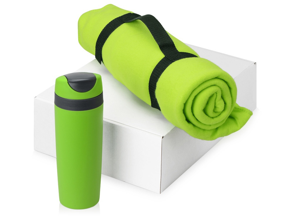 Подарочный набор Cozy с пледом и термокружкой, зеленый - фото 1 - id-p226702931