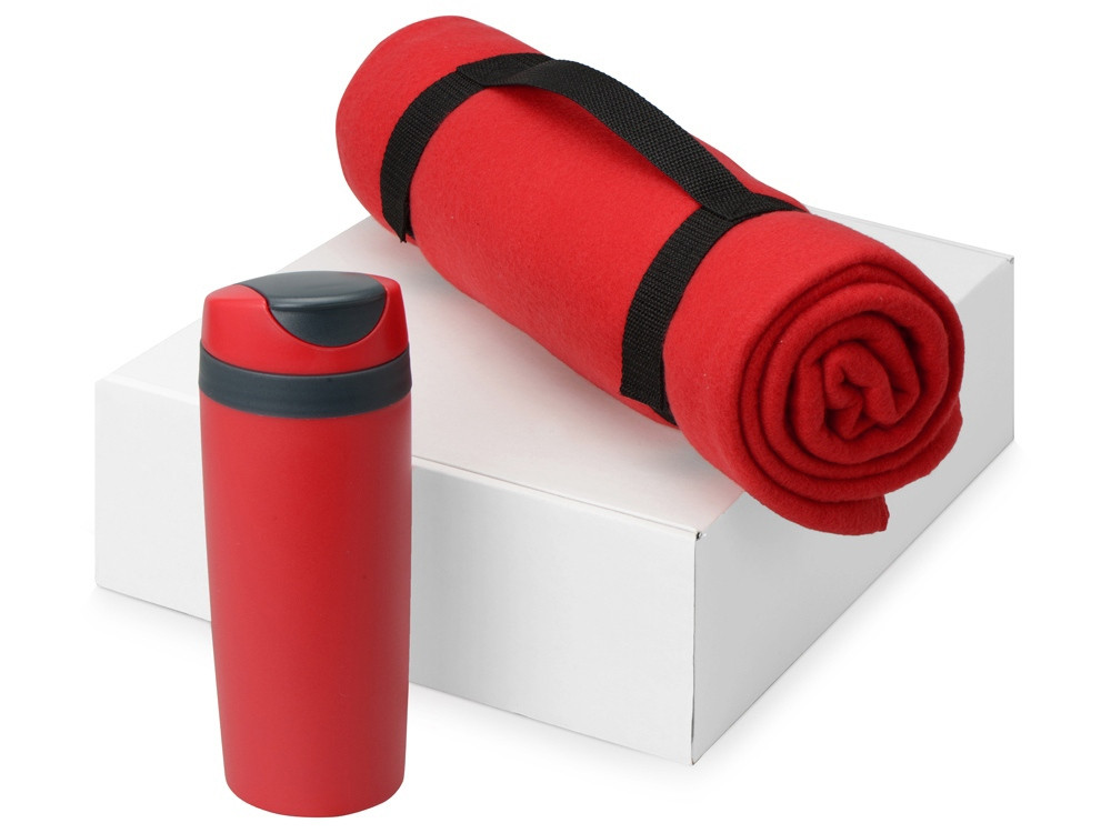 Подарочный набор Cozy с пледом и термокружкой, красный - фото 1 - id-p226702932