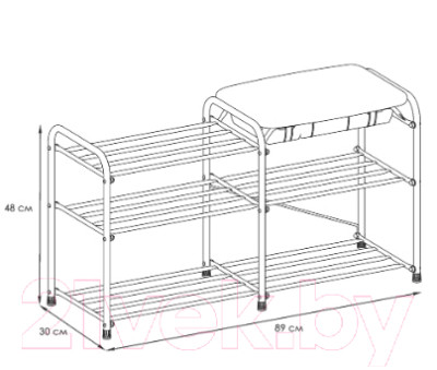 Полка для обуви ЗМИ Альфа 33 с сиденьем и ящиком / ПДО А33СЯ - фото 3 - id-p226713615