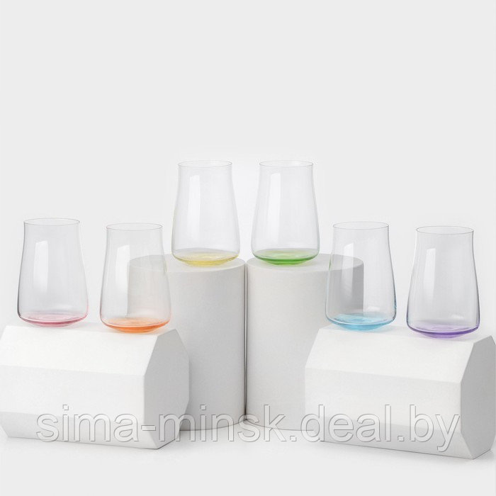 Набор стеклянных стаканов RAINBOW FRESH, 400 мл, декор, 6 штук - фото 1 - id-p226716137