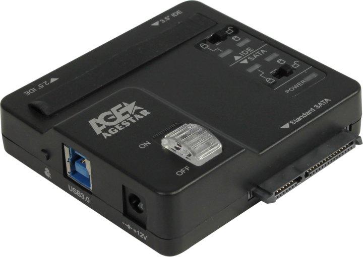 Адаптер-переходник для HDD/SSD AgeStar 3FBCP SATA IDE пластик черный - фото 1 - id-p226714156