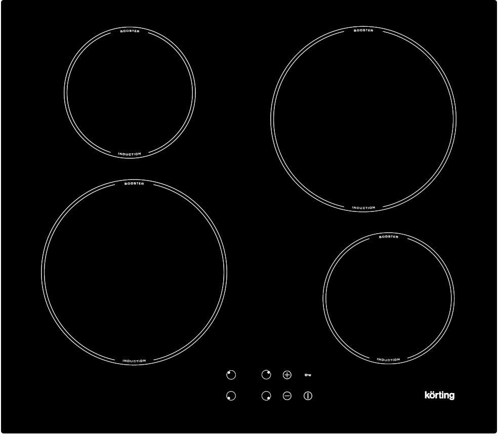 Варочная панель KORTING HI 64042 B 60 cм, сенсорное управление, 4 индукционные зоны приготовления, LED - фото 1 - id-p226716003