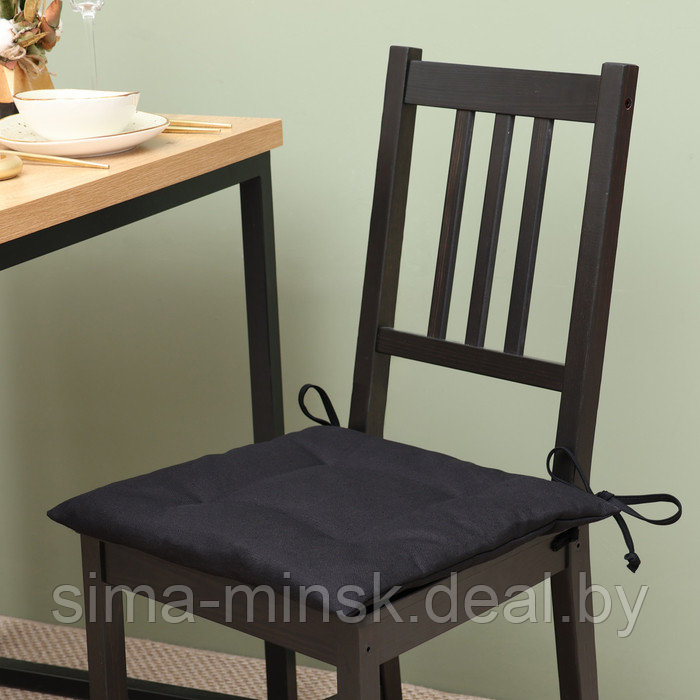 Сидушка на стул Этель Freedom 42х42 см, цв.чёрный, лён 45%, хл. 55% 395 г/м - фото 1 - id-p226716218