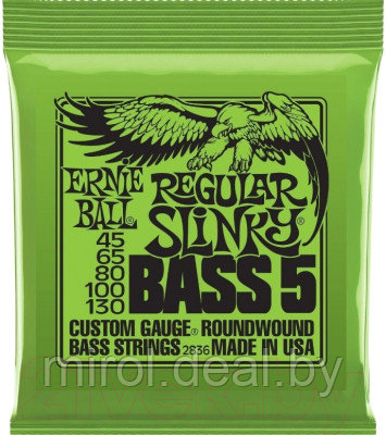 Струны для бас-гитары Ernie Ball 2836 Regular Slinky 5 String Bass 45-130 - фото 1 - id-p226716877