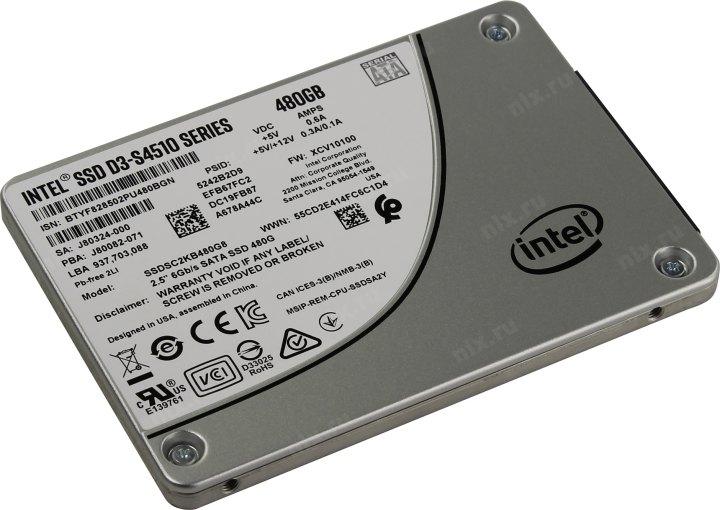 Накопитель SSD 480 Gb SATA 6Gb/s Intel D3-S4510 Series SSDSC2KB480G8(01) 2.5" 3D TLC - фото 1 - id-p226716804