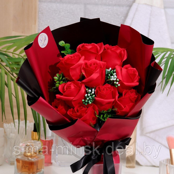 Эксклюзивный букет из красных мыльных роз, 11 шт - фото 4 - id-p226725135