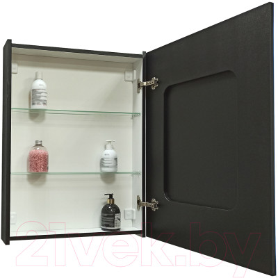 Шкаф с зеркалом для ванной Континент Mirror Box Black Led 60х80 - фото 7 - id-p226720402