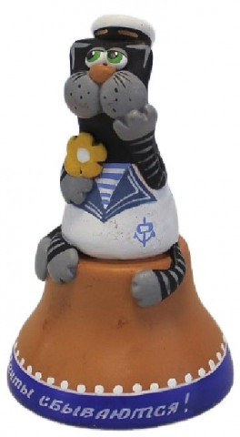 Сувенир керамический «Кот на колокольчике» (Илларионова Е.И.) керамика 7*7*11 см - фото 2 - id-p226734048