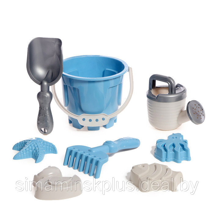 Песочный набор бледно голубой (ведро 1,2 л,лопатка,грабли,4 формочки, лейка 0,2 л) JB5300546 1053978 - фото 8 - id-p226737005