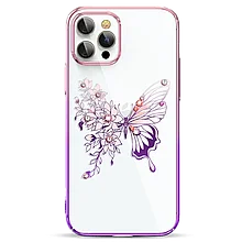 Чехол PQY Butterfly для iPhone 12/12 Pro Розовый/Фиолетовый