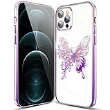 Чехол PQY Butterfly для iPhone 12/12 Pro Розовый/Фиолетовый, фото 2