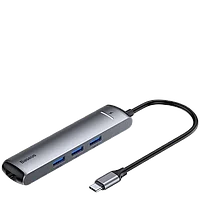 Хаб Baseus mechanical eye Six-in-one (HDMI, USB3.0, Ethernet port) Серый