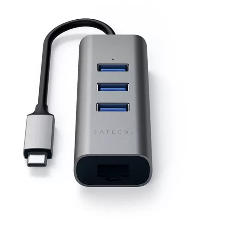 Хаб Satechi Type-C 2-IN-1 USB HUB With Ethernet Серый - фото 3 - id-p226741182