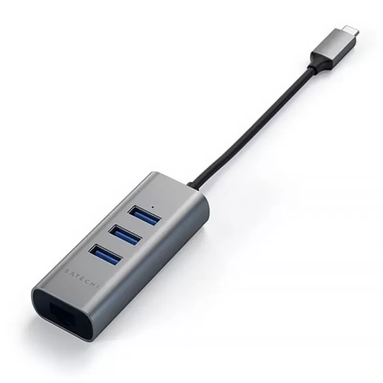 Хаб Satechi Type-C 2-IN-1 USB HUB With Ethernet Серый - фото 5 - id-p226741182