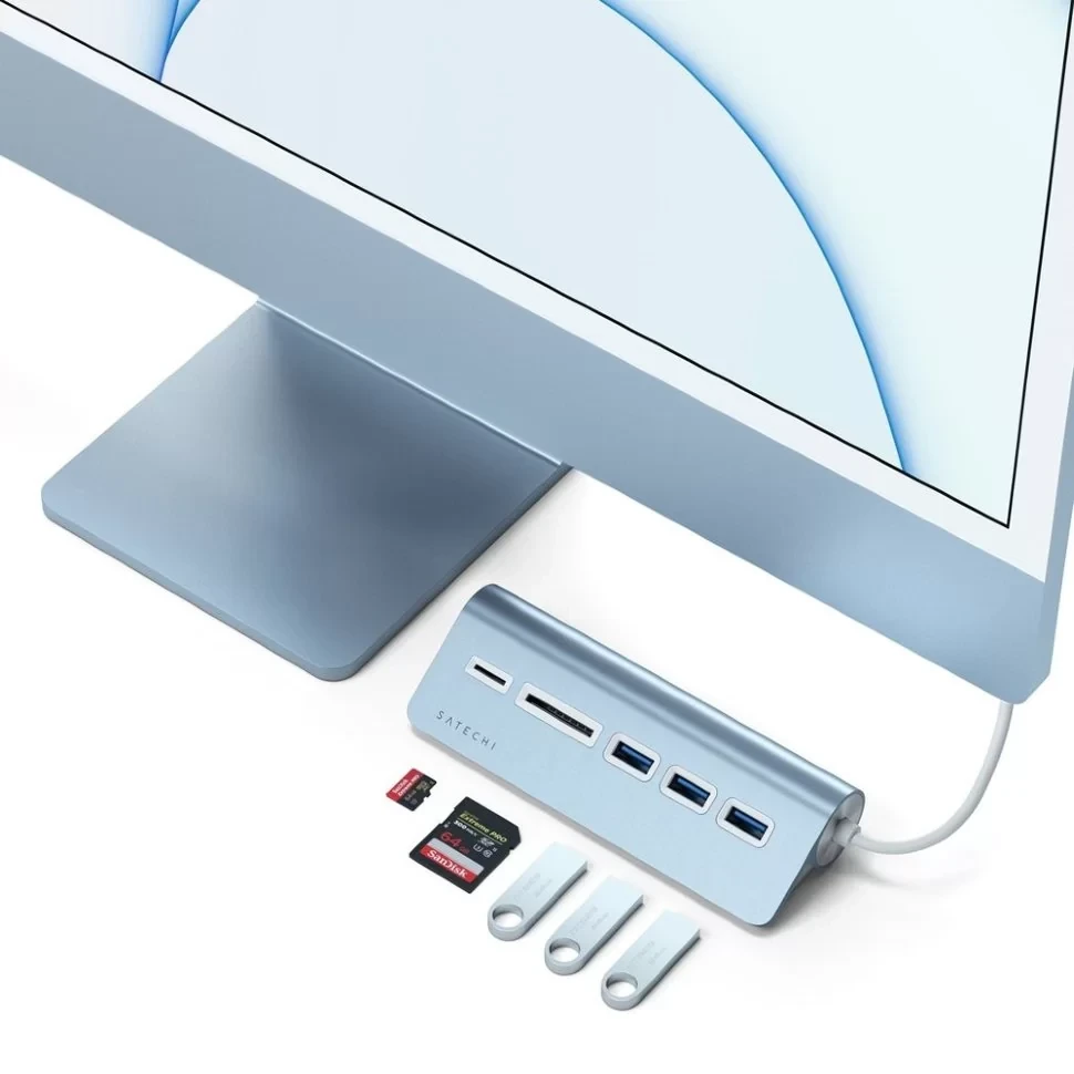 Хаб Satechi USB-C Combo HUB for desktop Серебро - фото 3 - id-p226741192
