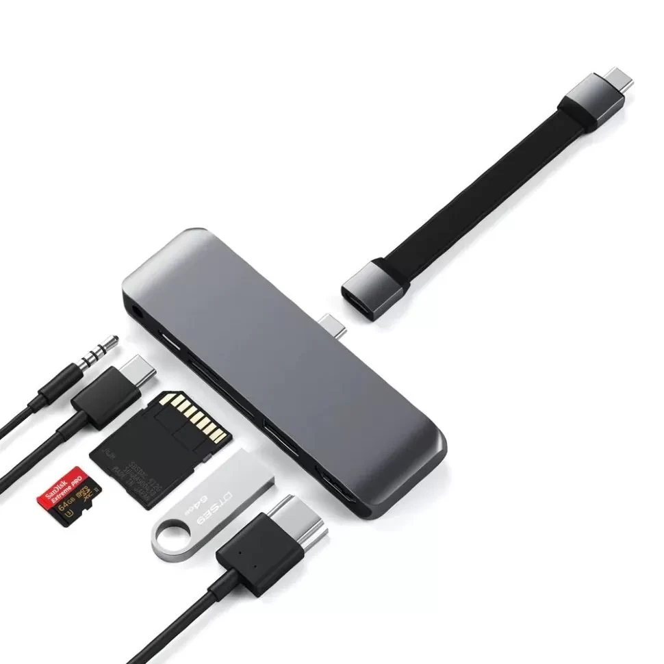 Хаб Satechi USB-C Mobile PRO Hub SD Серый - фото 6 - id-p226741196