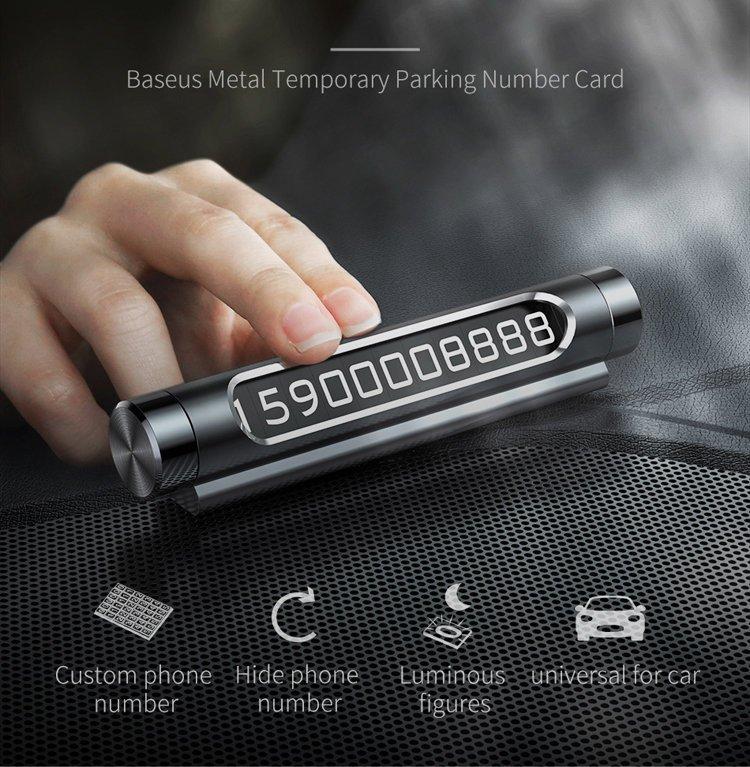 Двойная автовизитка Baseus Temporary Parking Number Card Серебро - фото 7 - id-p226740206