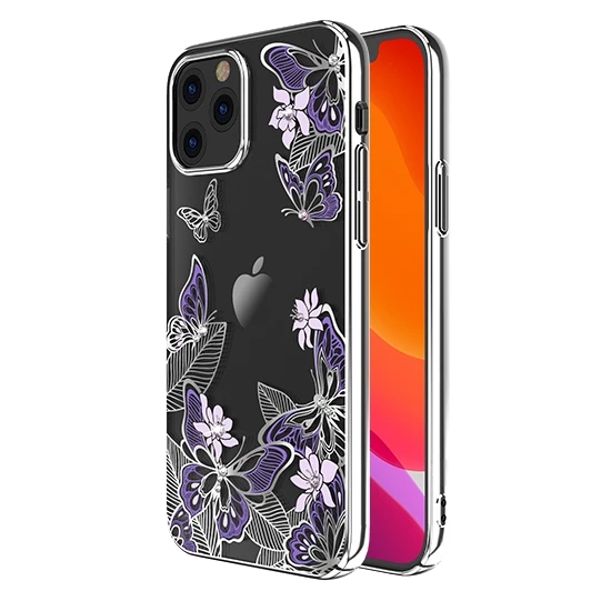 Чехол PQY Butterfly для iPhone 12/12 Pro Фиолетовый/Серебро - фото 1 - id-p226739237