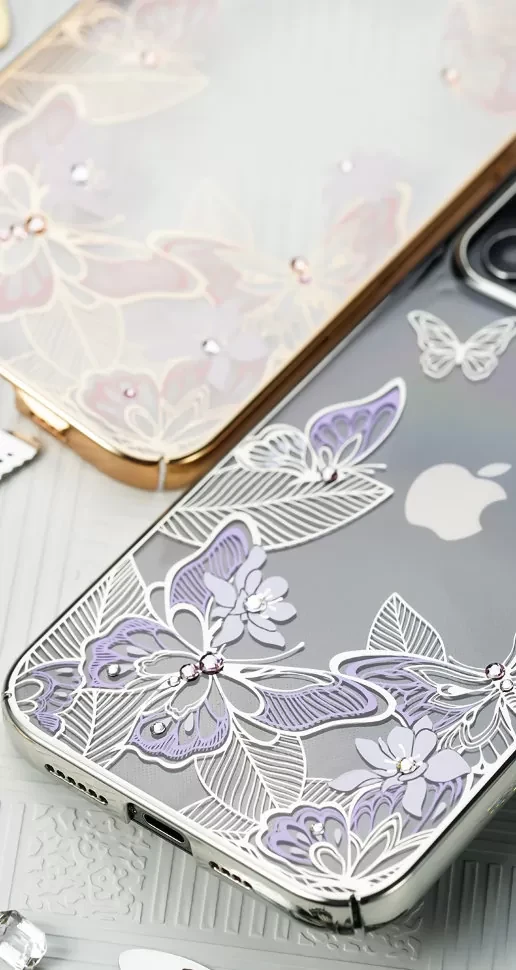 Чехол PQY Butterfly для iPhone 12/12 Pro Фиолетовый/Серебро - фото 2 - id-p226739237