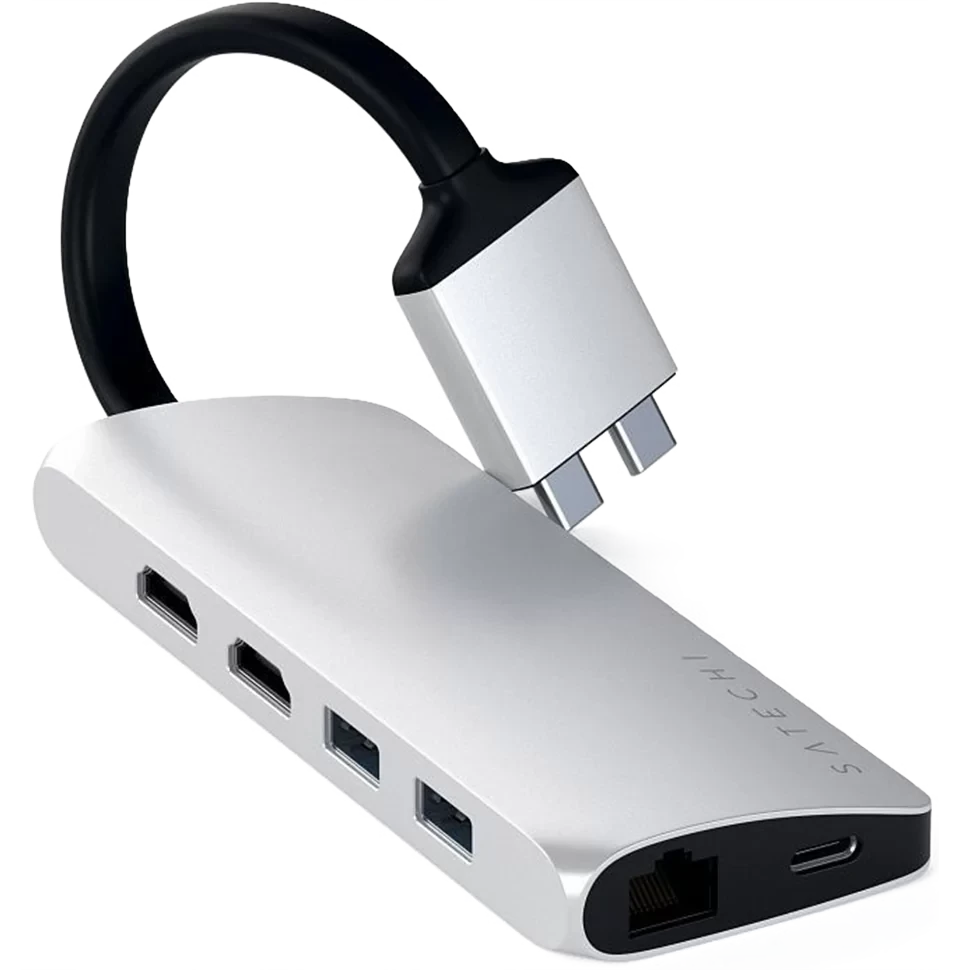 Хаб Satechi Type-C Dual Multimedia Adapter для Macbook Серебро - фото 1 - id-p226741237