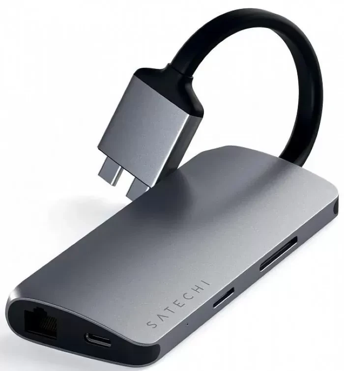 Хаб Satechi Type-C Dual Multimedia Adapter для Macbook Серебро - фото 4 - id-p226741237
