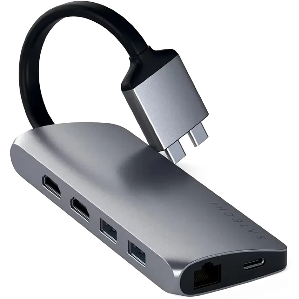 Хаб Satechi Type-C Dual Multimedia Adapter для Macbook Серый - фото 1 - id-p226741238