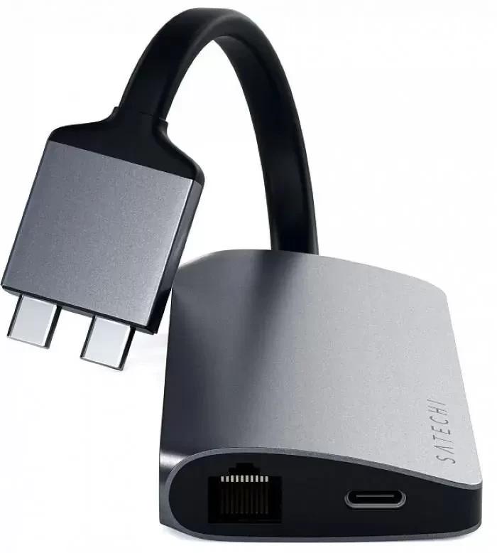 Хаб Satechi Type-C Dual Multimedia Adapter для Macbook Серый - фото 4 - id-p226741238