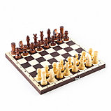 Шахматы обиходные, 29 х 29 х 4.3 см, темная доска, фигуры лак, фото 2