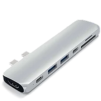 Хаб Satechi Aluminum Pro Hub для Macbook Pro (HDMI, Type-C Thunderbolt 3, SD, microSD, 2 x USB 3.0) Серебро