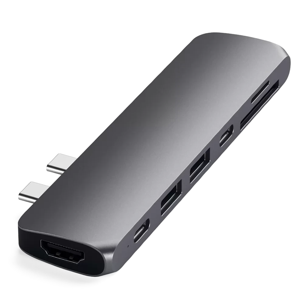 Хаб Satechi Aluminum Pro Hub для Macbook Pro (HDMI, Type-C Thunderbolt 3, SD, microSD, 2 x USB 3.0) Серебро - фото 4 - id-p226741240