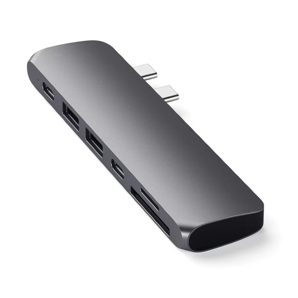 Хаб Satechi Aluminum Pro Hub для Macbook Pro (HDMI, Type-C Thunderbolt 3, SD, microSD, 2 x USB 3.0) Серебро - фото 6 - id-p226741240