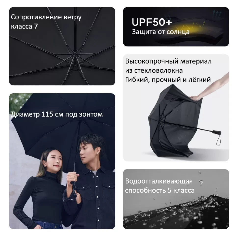 Зонт Daily Elements Super Wind Resistant Umbrella MIU001 Чёрный - фото 10 - id-p226741285