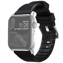 Ремешок Nomad Rugged Strap V.2 для Apple Watch 38/40мм Чёрный с серебряной фурнитурой