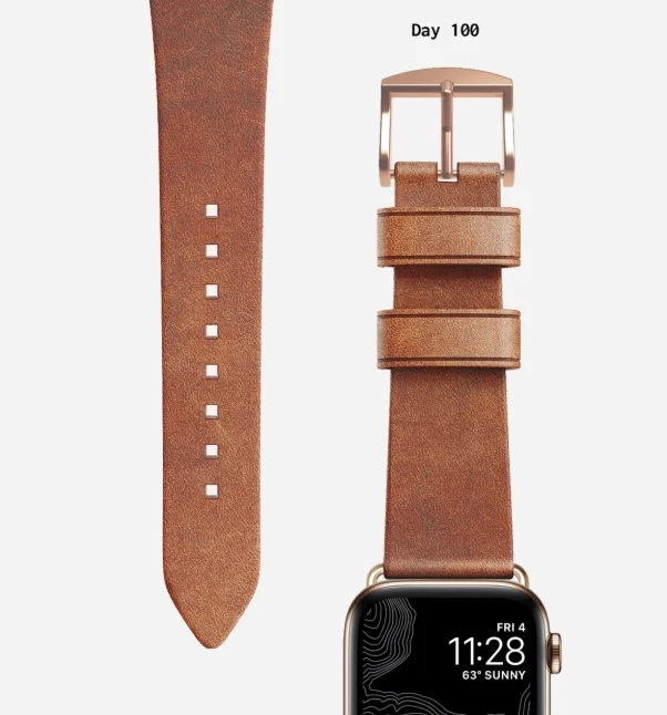 Ремешок Nomad Modern Slim для Apple Watch 38/40 мм Бежевый с золотой фурнитурой - фото 8 - id-p226741322