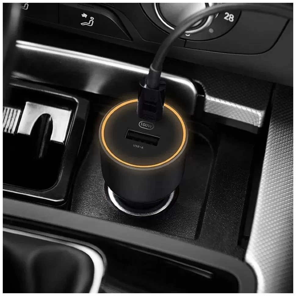 Автомобильное зарядное устройство Xiaomi Mi Car Charger Fast Charging Version 1А1С 100W Чёрное - фото 3 - id-p226740324