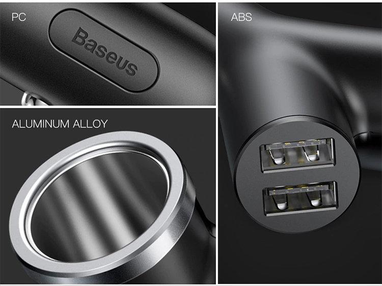 Автомобильное зарядное устройство двойное Baseus Y-Type Dual USB Чёрная - фото 6 - id-p226740333
