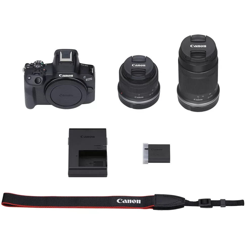 Беззеркальная камера Canon EOS R50 Kit (18-45 + 55-210) RF Чёрная - фото 3 - id-p226743308