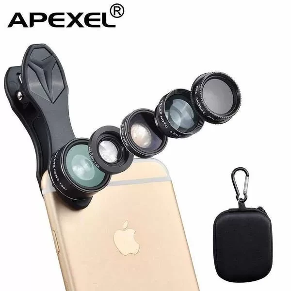 Комплект объективов Apexel 5-in-1 DG5H для смартфона - фото 10 - id-p226744316