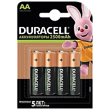 Комплект аккумуляторных батарей DURACELL AA 2500 мАч (4шт)