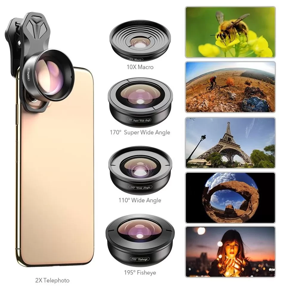 Комплект объективов Apexel 5-in-1 HB5 для смартфона - фото 3 - id-p226738537