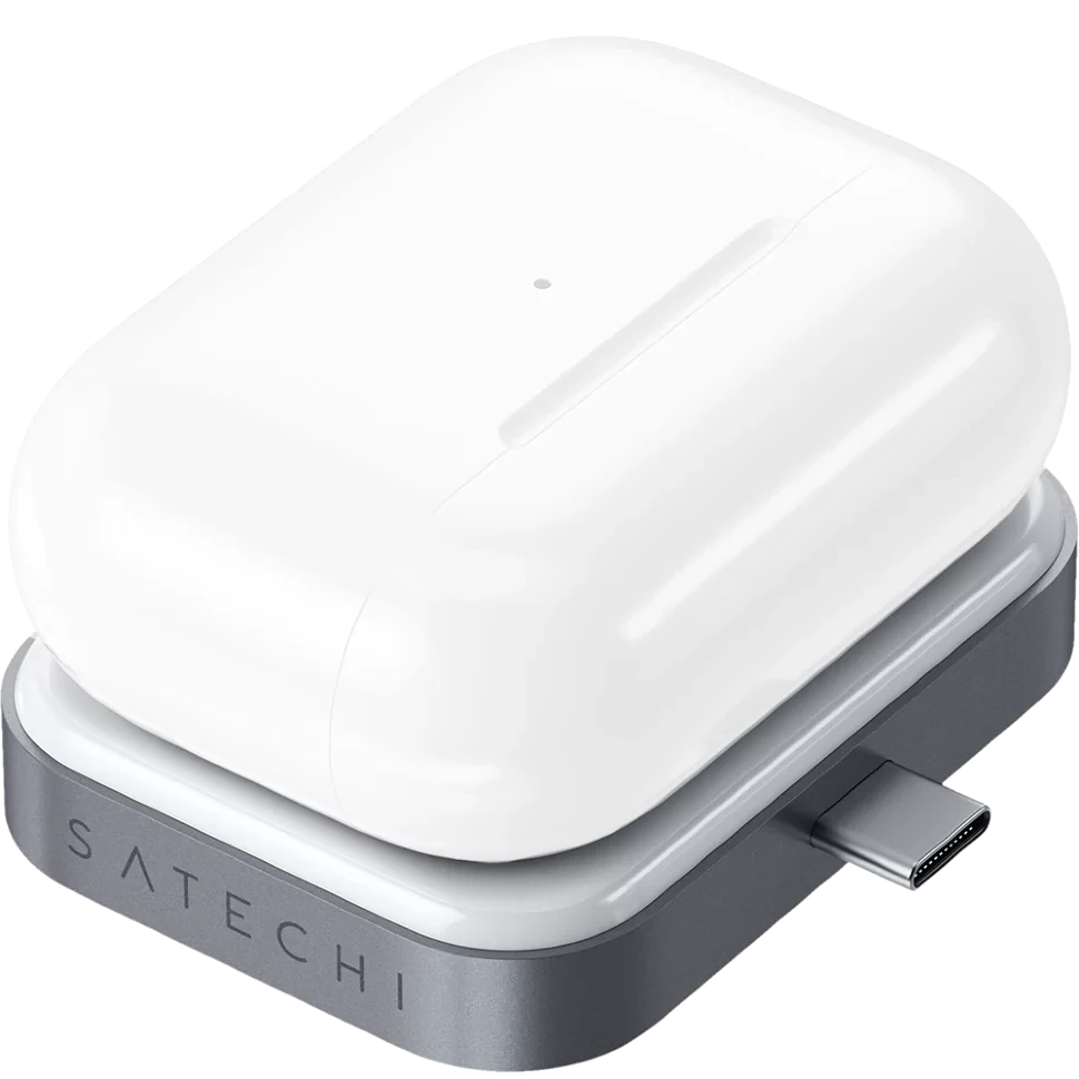 Беспроводная зарядка Satechi USB-C Wireless Charging Dock для AirPods Серый - фото 2 - id-p226740552