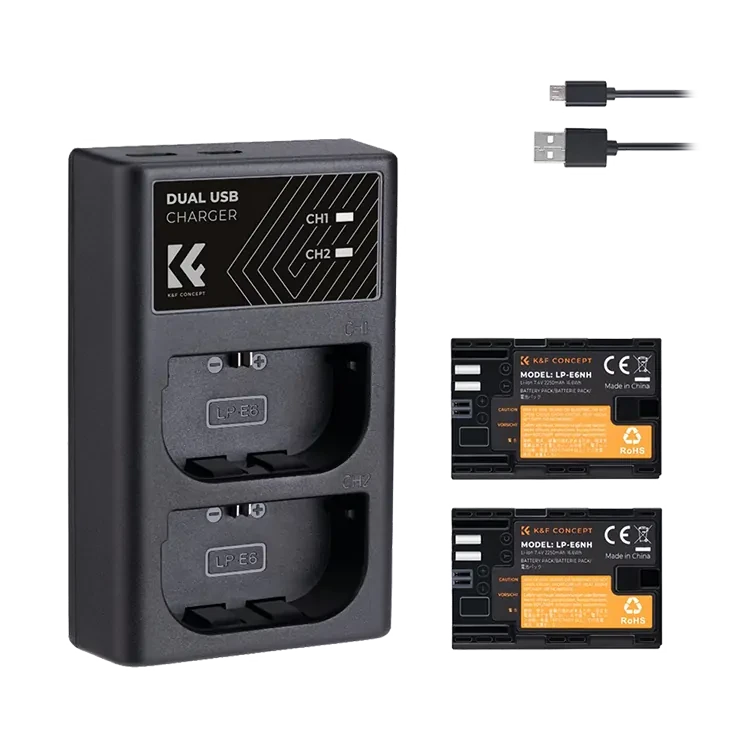 2 аккумулятора LP-E6NH + зарядное устройство K&F Concept KF28.0021 - фото 9 - id-p226743561