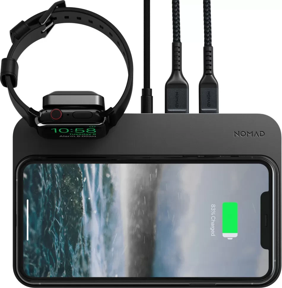 Беспроводная зарядка Nomad Base Station 3-in-1 Apple Watch Edition V2 Чёрный - фото 3 - id-p226740602