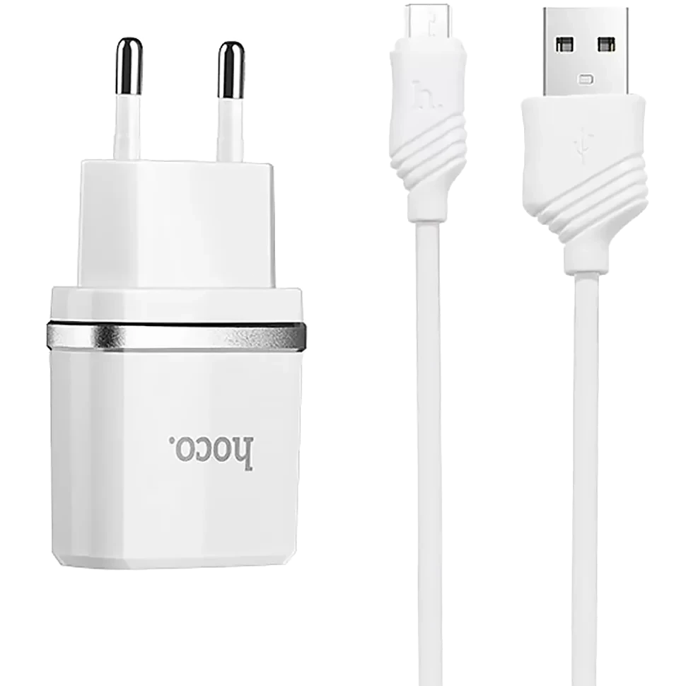 Сетевой адаптер HOCO C11 Smart Белый + кабель MicroUSB