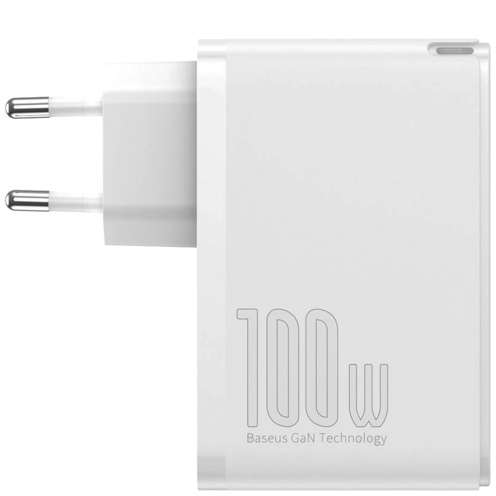 Сетевой адаптер Baseus GaN5 Pro C+U 100W Белый (+ кабель Type-C 1м) - фото 1 - id-p226740660