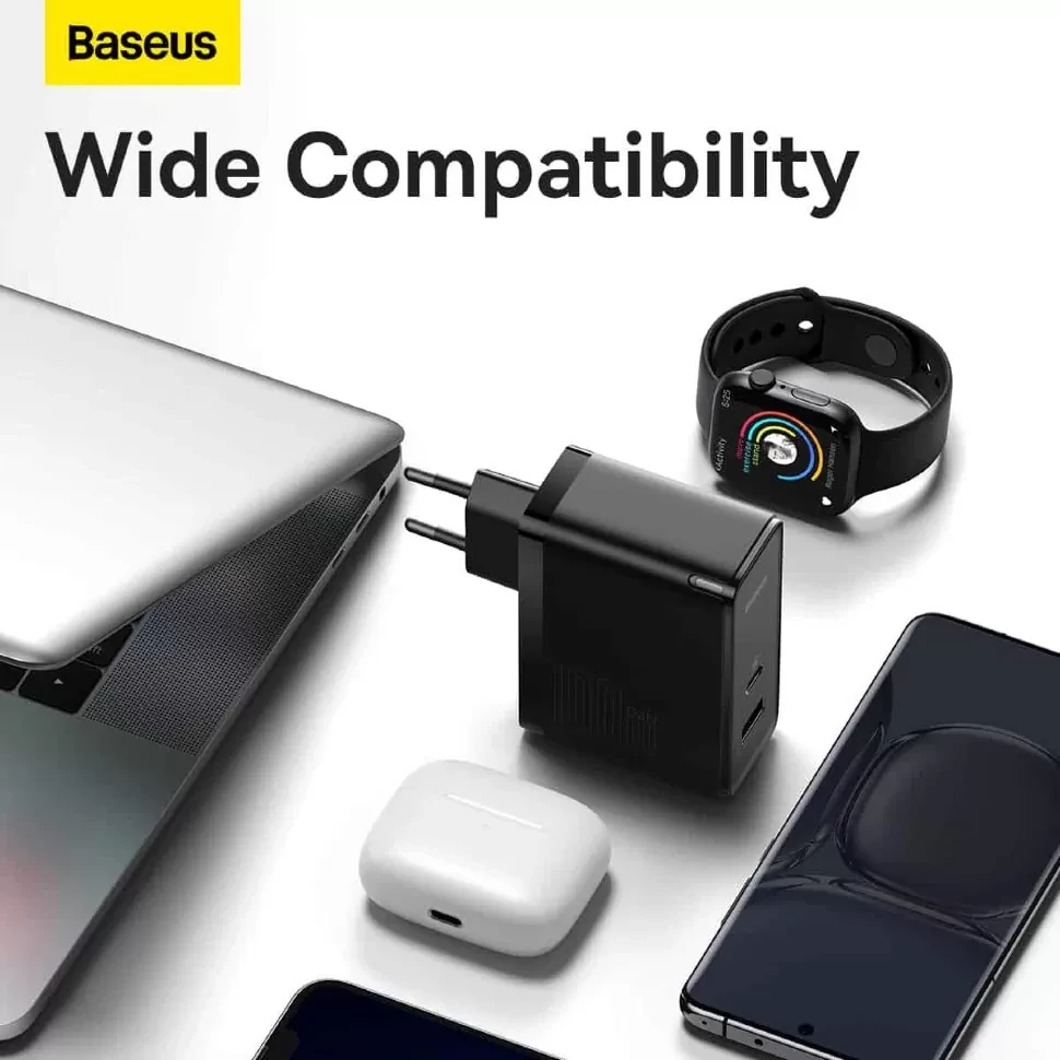 Сетевой адаптер Baseus GaN5 Pro C+U 100W Белый (+ кабель Type-C 1м) - фото 3 - id-p226740660